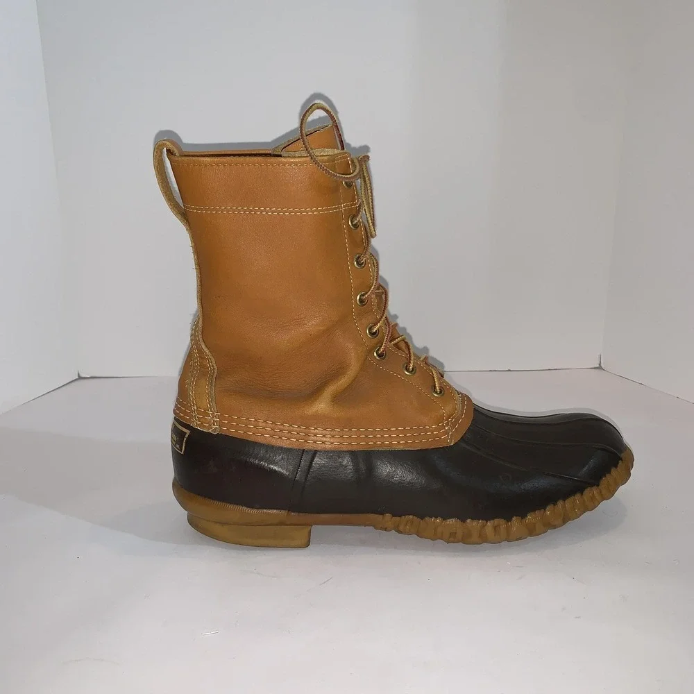 L.L. Bean Maine Hunting Boots Mens 12 Brown Leather Duck Waterproof USA